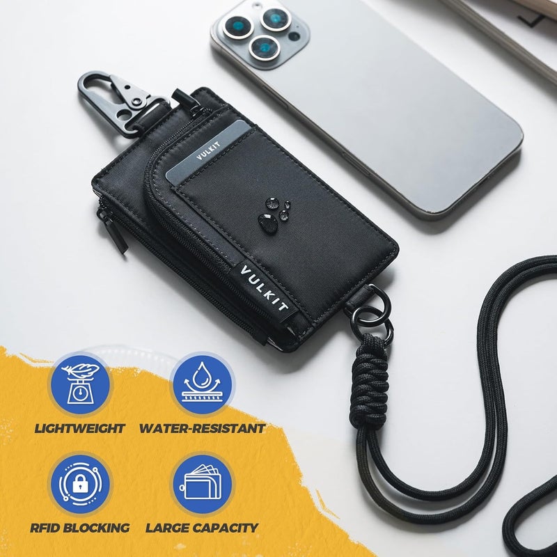 VULKIT Water-Resistant Keychain Wallet with Lanyard for Men and Women, Outdoor Zipper Pouch Wallet with Clear ID Window, for Hiking, Fishing, Skateboard and any Outdoor Activities, Shadow Trek - Image 2
